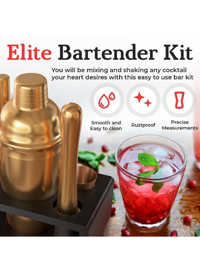 Highball  Chaser Highball & Chaser Cocktail Shaker Set: Bartender Kit for Home Bar Mixology Cocktail Bar Set Plus E-Book with 30 Recipes (Antique Gold) - Image 4